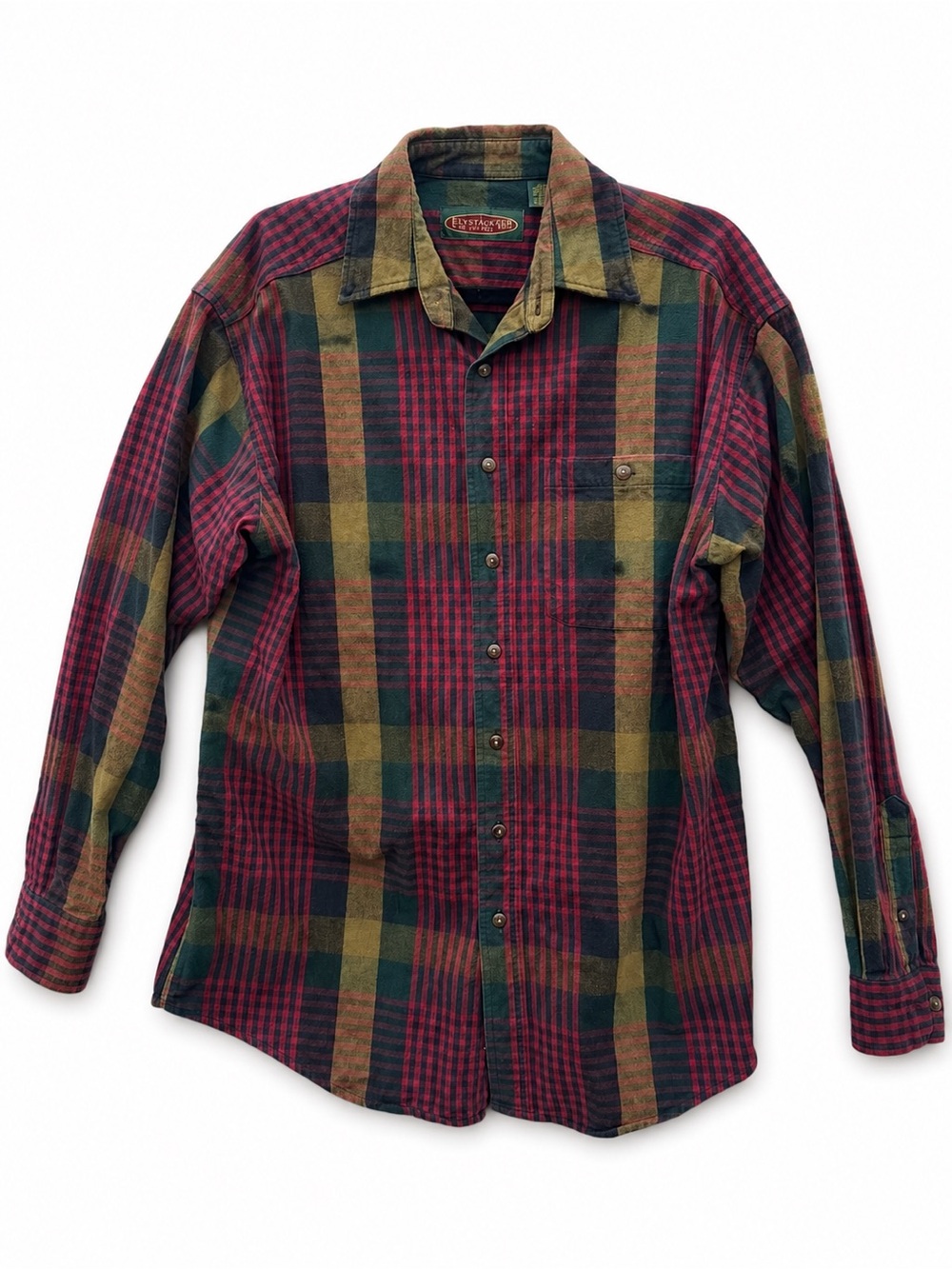 Flyshacker Clothing Co Plaid Flannel Shirt Men’s Large Red Green